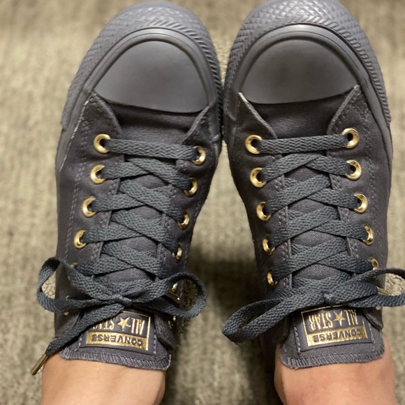 Converse All Star Low Top Gray with Gold Accents 8 - Picture 10 of 13